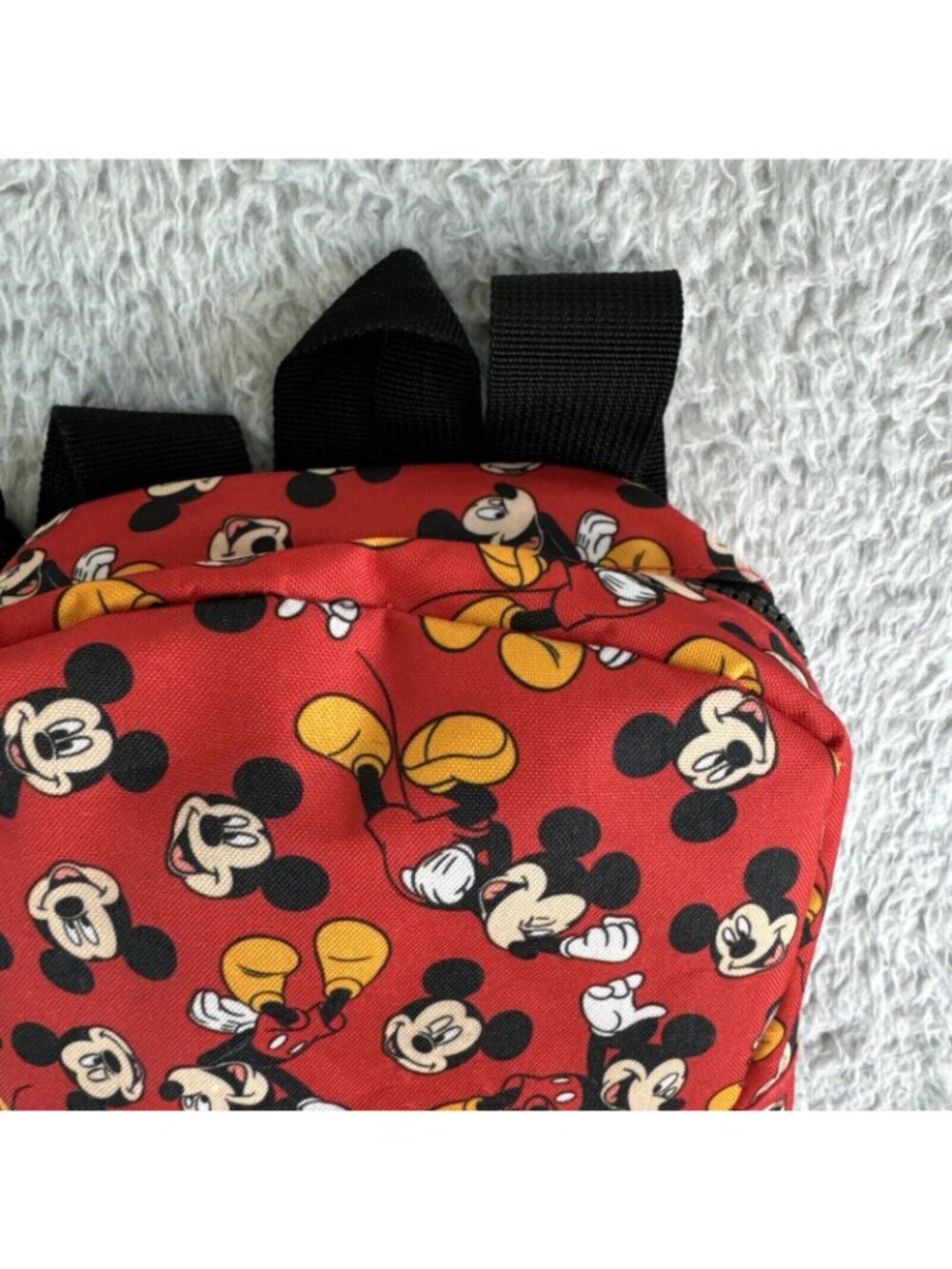 Disney Mickey Mouse Mini Backpack Red With Adjustable Straps & Zippered Pocket - Picture 8 of 11